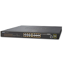 PLANET GS-4210-16P2S PoE switch L2/L4, 16x 1000Base-T, 2x SFP, Web/SNMPv3, VLAN, ext 10Mb/s, 802.3at-220W