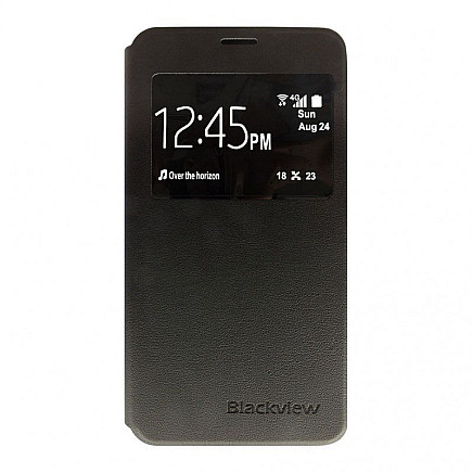 iGET Flip leather case for BLACKVIEW ETA mobile phone, black color