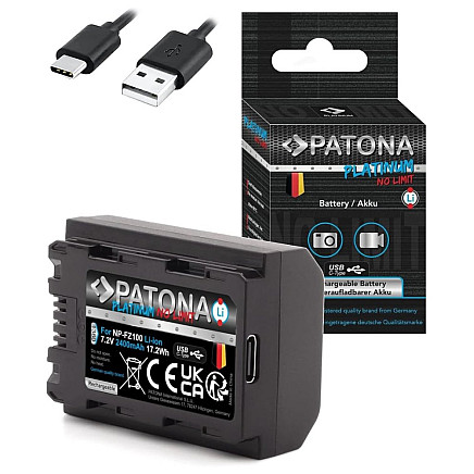 PATONA battery for photo Sony NP-FZ100 2400mAh Li-Ion Platinum USB-C charging