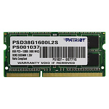 Patriot Ultrabook 8GB DDR3 1600MHz / SO-DIMM / CL11 / PC3-12800 / 1.35V