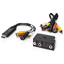 NEDIS video converter/ USB 2.0/ 480p/ A/V cable/ SCART/ 3x RCA socket/ S-video socket/ black