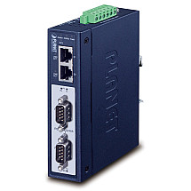 Planet Modbus Industrial Gate RS-232/422/485 on IP, 2x COM, 100BASE-TX, Lip/ACSII, -40 A+75 ° C, 12-48VDC, IP30