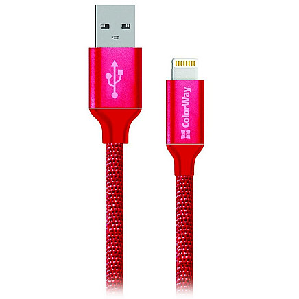 Colorway data cable USB/ Apple Lightning/ 2.1a/ 1m/ red