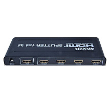 PremiumCord HDMI splitter 1-4 ports metal with power supply, 4K, FULL HD, 3D