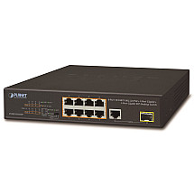 Planet FGSD-1011HP PoE switch, 8x 10/100 PoE, 1x TP + 1x SFP 1000Base-X, extend mode 10Mb, ESD, 802.3at 120W, fanless