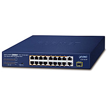 Planet FGSD-1821P PoE switch, 16x100M + 1xGb/SFP, extend mode 10Mb-250m, PoE 802.3at 185W