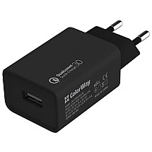 COLORWAY 1x USB/ mains charger/ 18W/ Quick Charge/ Black