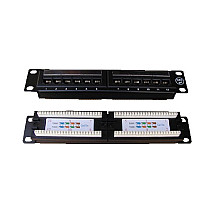 DATACOM Patch panel UTP 10" 12 port CAT5E, 2x6 positions, 1U, rear notch, black