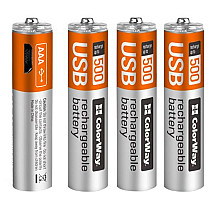 Colorway rechargeable battery AAA 400mAh/ USB/ 1.5V/ 4 pcs in the package