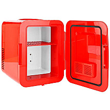 NEDIS portable mini fridge/ volume 4 liters/ cooling range 8 - 18 °C/ AC 100 - 240 V / 12 V/ consumption 50 W/ red