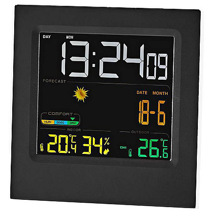 NEDIS weather station WEST404B/ indoor and outdoor/ digital/ wireless weather sensor/ weather forecast/ time/ LED/ alarm clock