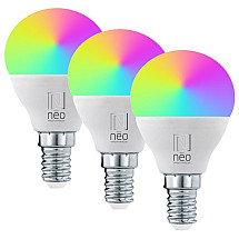 IMMAX NEO LITE SMART set 3x LED bulb E14 6W RGB+CCT color and white, dimmable, Wi-Fi, P45, TUYA