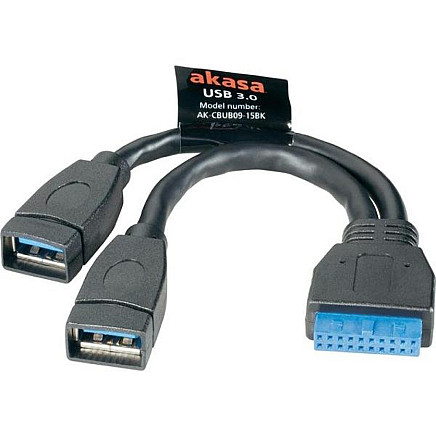 Akasa AK-CBUB09-15BK USB kabelis 2 x USB A Melns