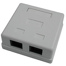 DATACOM Data socket UTP CAT5E 2xRJ45 on white plaster