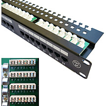 DATACOM Patch panel 19" UTP 24 port CAT5E LSA 1U BK (3x8p) high beam