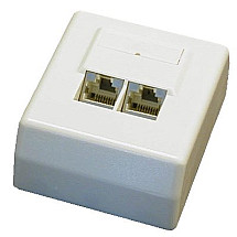 DATACOM Data socket STP CAT5E 2xRJ45 on plaster 45st. white