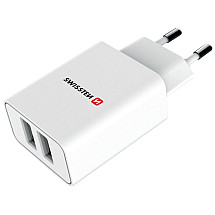 Swissten Network Adapter Smart Ic 2X Usb 2.1A Power + Data Cable Usb / Micro Usb 1.2 M White