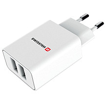 Swissten Network Adapter Smart Ic 2X Usb 2.1A Power + Data Cable Usb / Type C 1.2 M White