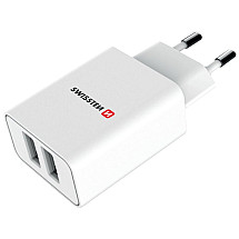 Swissten Network Adapter Smart Ic 2X Usb 2.1A Power + Data Cable Usb / Lightning 1.2 M White