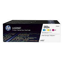 HP 312A triple pack of original LaserJet toner cartridges (cyan, magenta, yellow)