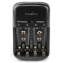 NEDIS battery charger/ AA/AAA/E-Block/ for Ni-MH/ Ni-Cd/ black