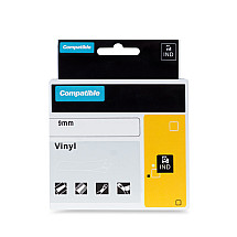 PRINTLINE compatible tape with DYMO 18482, 9mm, 5.5m, black print/white background, RHINO, vinyl