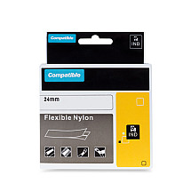 Printline compatible tape with DYMO 1734524, 24mm, 3.5m, black print/white background, rhino, nylon, flexible