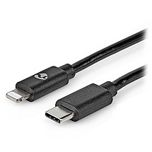 NEDIS Lightning cable/ USB 2.0/ Apple Lightning 8-pin/ USB-C plug/ round/ black/ 1m