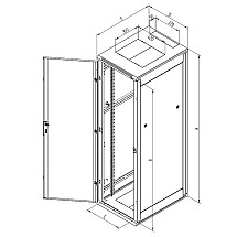 Triton door for 19" cabinet one-piece 15U/400mm removable side covers, zinc