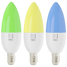 IMMAX NEO SMART set 3x LED bulb E14 6W RGB+CCT color and white, dimmable, Wi-Fi, TUYA