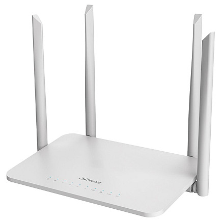 STRONG dual-band router 1200S/ Wi-Fi stand. 802.11a/b/g/n/ac/ 1200 Mbit/s/ 2.4GHz and 5GHz/ 4x LAN/ 1x WAN/ 1x USB/ white