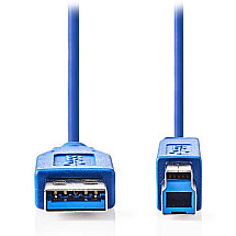 NEDIS USB 3.2 cable/ USB-A plug - USB-B plug/ to printer etc./ blue/ 3m