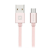 Swissten Data Cable Textile Usb / Micro Usb 0.2 M Pink/Gold