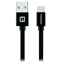 Swissten Data Cable Textile Usb / Usb-C 0.2 M Black