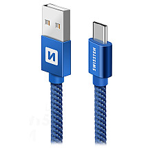 Swissten Data Cable Textile Usb / Usb-C 1.2 M Blue