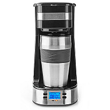 NEDIS coffee maker/ for one cup/ double-walled travel mug/ capacity 0.42 l/ timer/ black