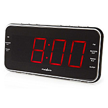 NEDIS digital alarm clock with radio/ LED display/ 3.5 mm jack/ AM/ FM/ snooze/ sleep timer/ 2 alarms/ black