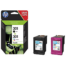 HP 301 double package of black/three -color original ink cartridges