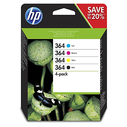 HP 364 quadruples of original ink cartridges - black, cyan, purple, yellow