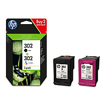 HP 302 double package of original ink cartridges, black and three -color