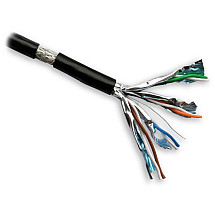 Datacom S/FTP wire CAT7 PE, FCA 100M, black outdoor cloak