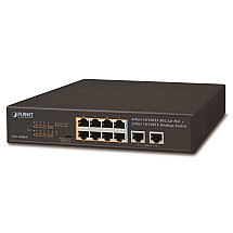 Planet FSD-1008HP PoE Switch 10x 100MB, 8xPoe 802.3AT 30W/120W, VLAN, Extend mode 10MB/s up to 250m, fanless