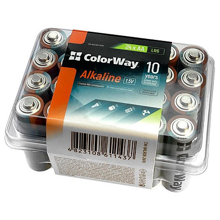 Colorway alkaline battery AA/ 1.5V/ 24pcs in package/ plastic box