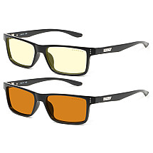 GUNNAR office/gaming glasses 2-pack VERTEX ONYX * AMBER lenses (BLF 65) + AMBER MAX lenses (BLF 98) * GUNNAR focus + case