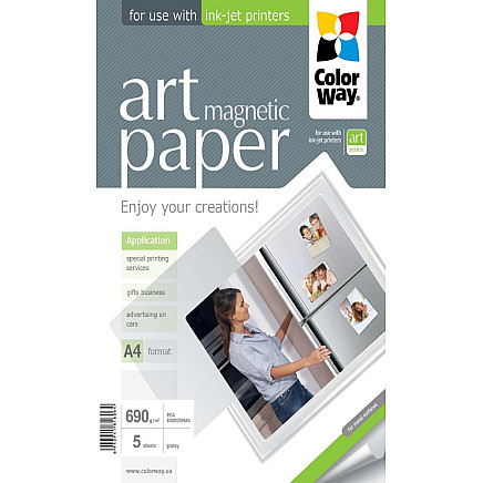 COLORWAY photo paper/ART glossy magnetic 690g/m2, A4 / 5 pieces