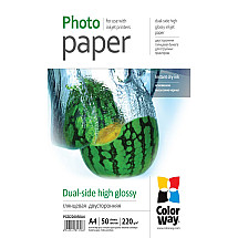 COLORWAY photo paper/ double-sided/ high glossy 220g/m2, A4/ 50 pieces