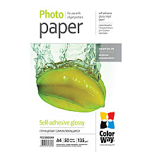 COLORWAY photo paper/ self-adhesive/ glossy 135g/m2, A4/ 50 pieces