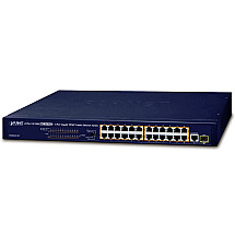 Planet FGSW-2511P PoE switch, 24x100Mb + 1x1Gb-TP/SFP, 24x PoE 802.3at up to 190W, VLAN, ext.mod. 10Mb PoE@250m