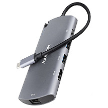 AXAGON hub USB-C / HMC-6M2 / USB 3.2 Gen1 / 2x USB-A / HDMI / GLAN / SATA M.2 / 100W PD / 0.1m