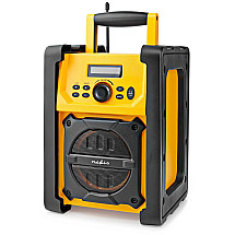 NEDIS digital radio/ desktop design/ power 15W/ FM/ Bluetooth/ IPX5/ battery powered/ mains powered/ black-yellow